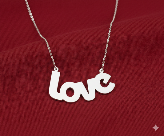 YOU NEED IS NEON LOVE NECKLACE – PINK and SILVER For Women