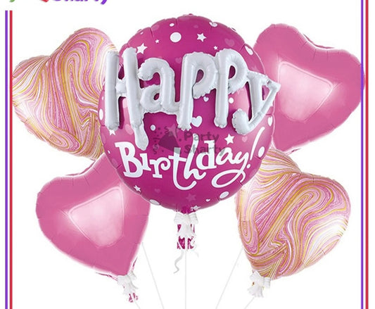 3D Happy Birthday 5 Pcs Foil Balloons Set