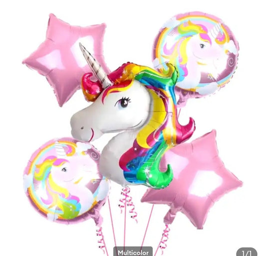 Unicorn Theme Foil Balloons Set For Birthday Party Celebration