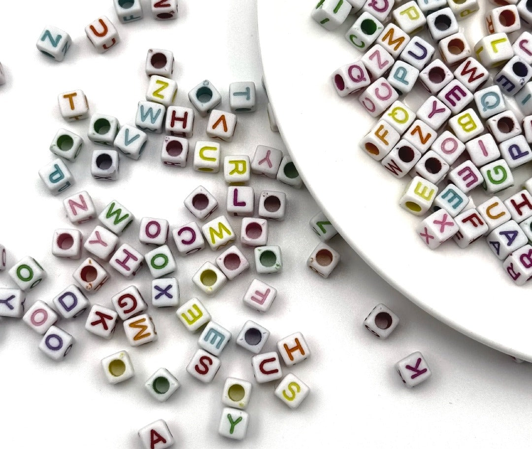 Alphabet Beads Mixed Color Square Shape Beads