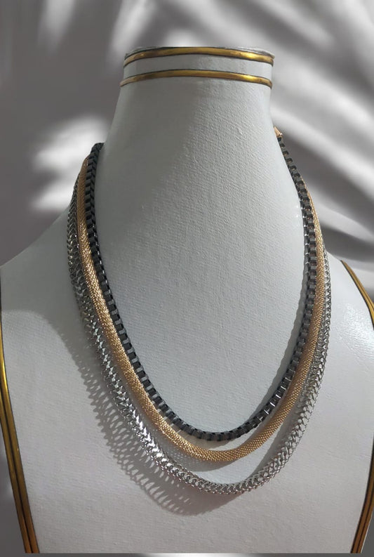 Italian Tri Tone choker Necklace