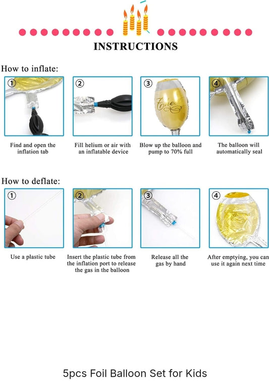 Unicorn Theme Foil Balloons Set For Birthday Party Celebration