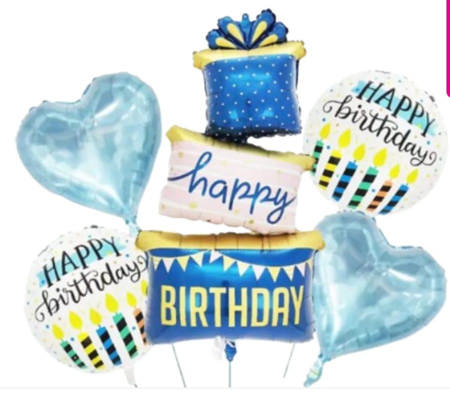 3D Happy Birthday 5 Pcs Foil Balloons Set