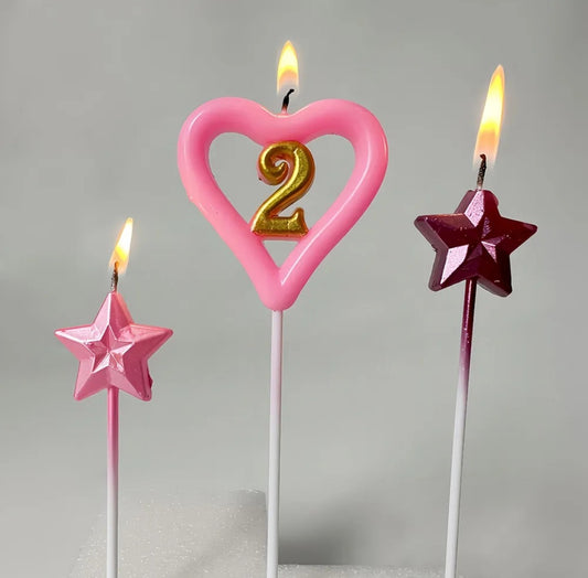 Cute Heart Candles Independent Hollow Birthday Party Cake